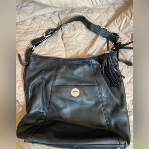 Isaac Mizrahi black leather bag gently used